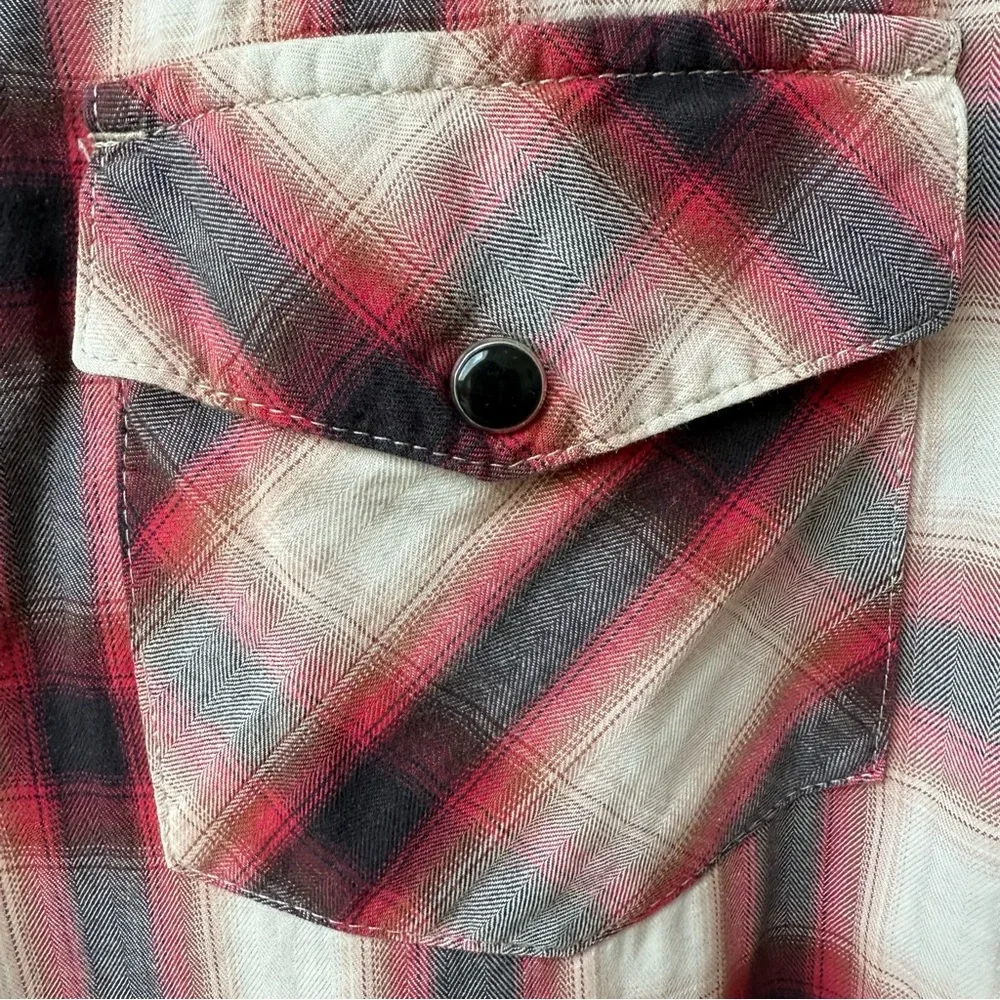 Men's Plaid Pearl Snap Button Western Shirt